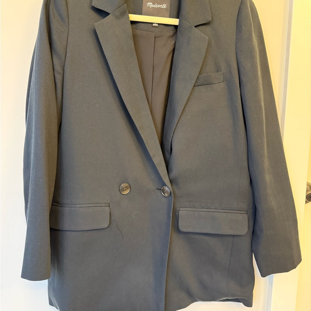 Madewell Black Double-Button Relaxed Blazer